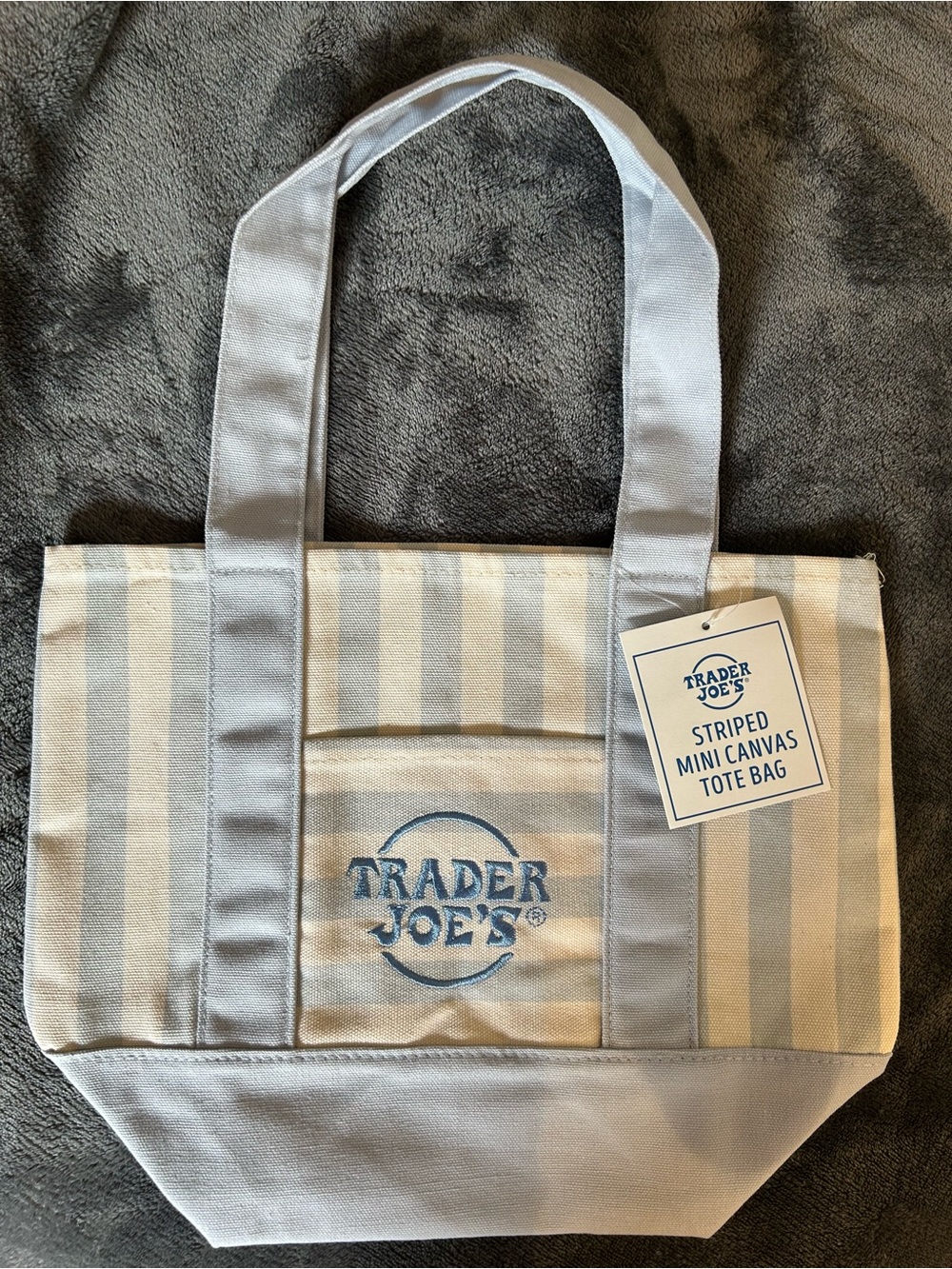 Trader Joe’s Blue Striped Mini Canvas Tote Bag NWT